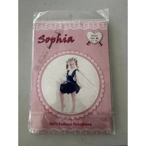 Sophia Girls White Fashion Pantyhose Tights Size XL 11-14 Nylon P8101 NEW